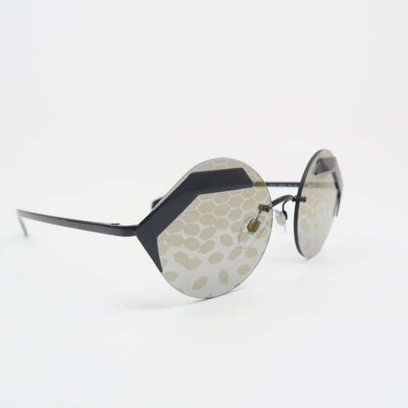 Bvlgari 6089 128/T9 55mm Round Rimless Black & Gold, New Women's Sunglasses. - Picture 3 of 8